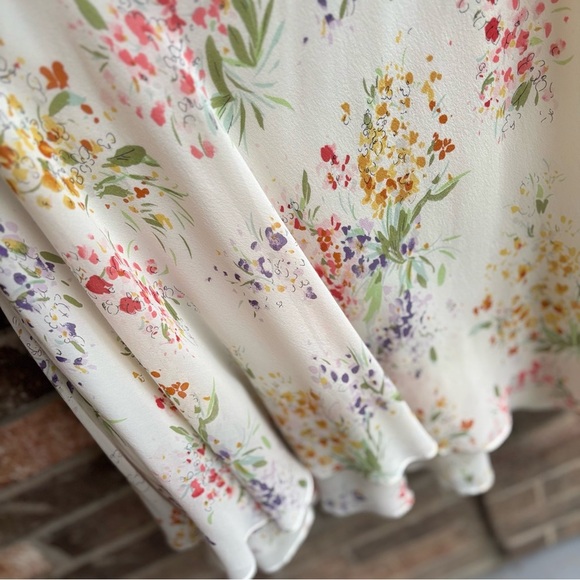 Kay Unger 100% Silk Floral Sleeveless Dress Size 12 with matching scarf - Picture 3 of 13